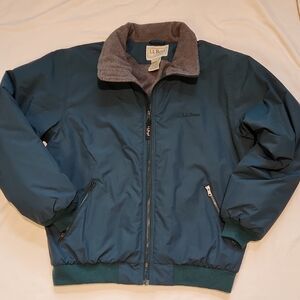 L.L. Bean Fleece Lined Warm Up Jacket Teal / Gray Sz M